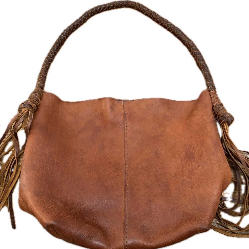 BIGSHOTCOWGIRL LARGE BROWN SOFT LEATHER BRAIDED COUNTRY COWGIRL TOTE BAG PURSE